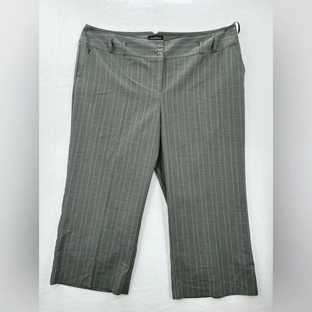 Lane Bryant GrayPurple Plaid straight Trouser Pants size: 28 NWOT